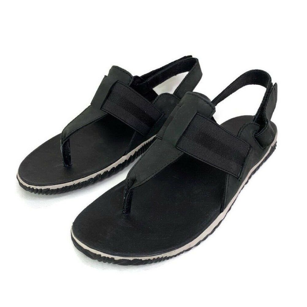 Sorel Out N About Black Slingback Thong Sandals 9